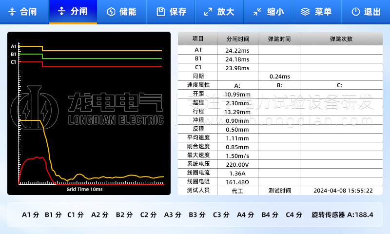 高壓開關(guān)特性測(cè)試儀-測(cè)試界面